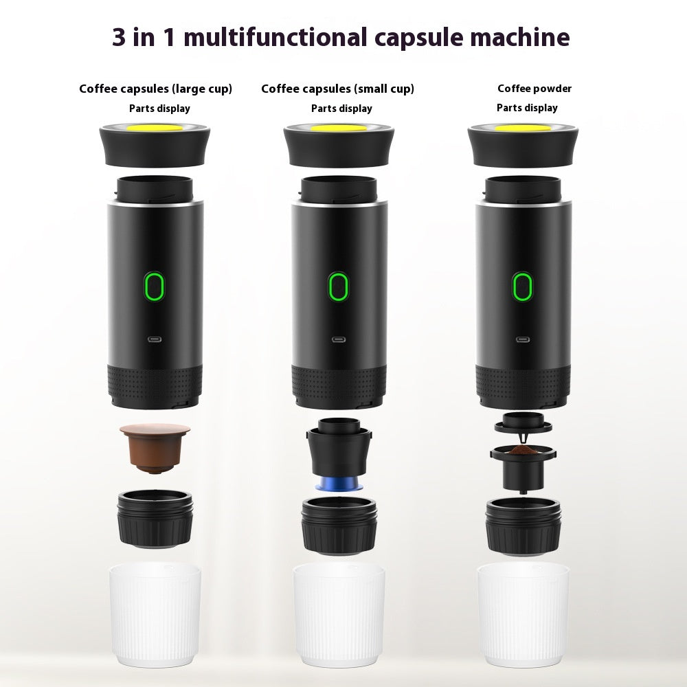 Traveler's Espresso 3-in-1: Grind, Heat, Sip Anywhere