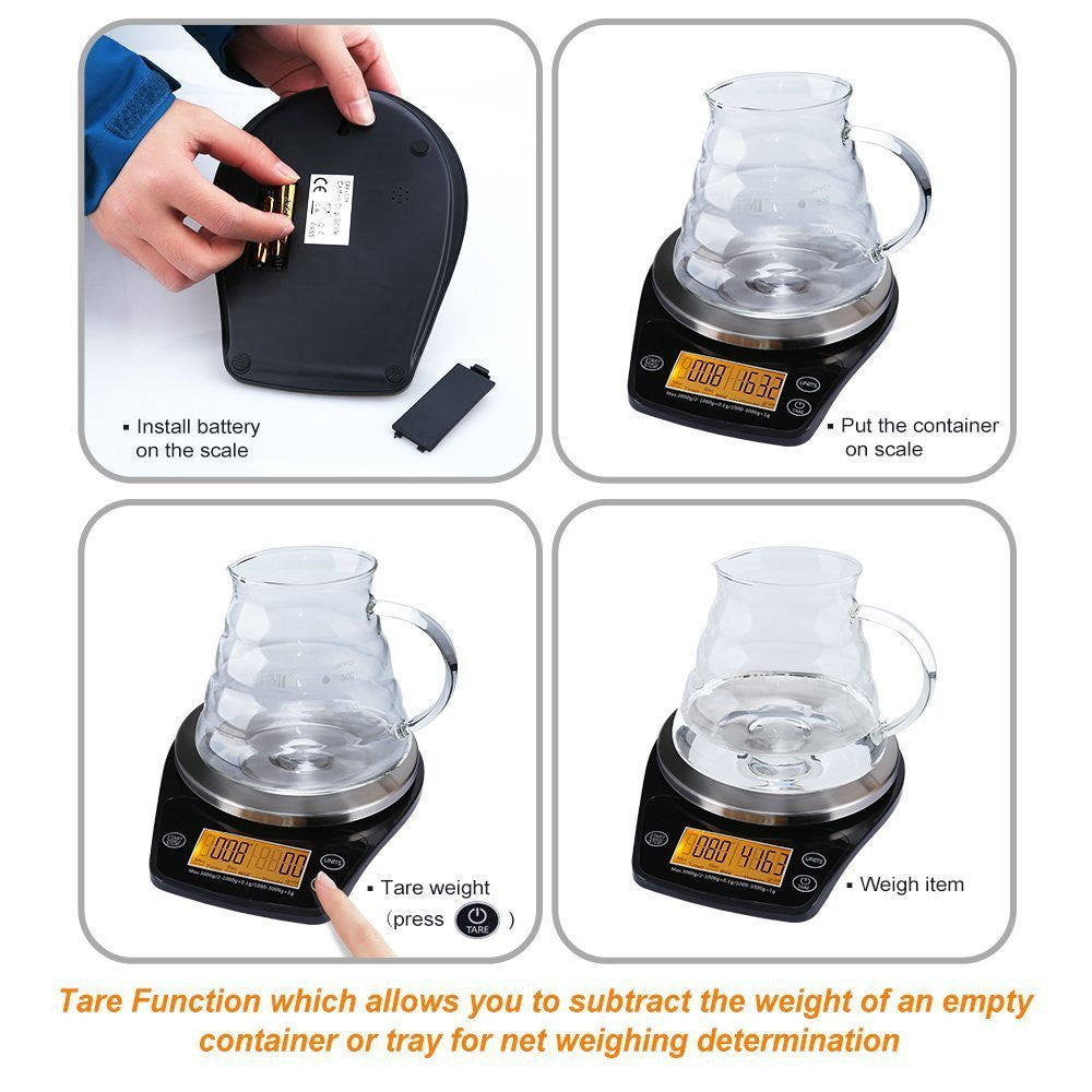 Barista Coffee Scale with Built-In Pour Timer